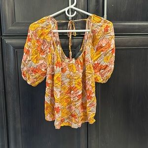 Sanctuary Floral Blouse - Orange, Yellow, Pink